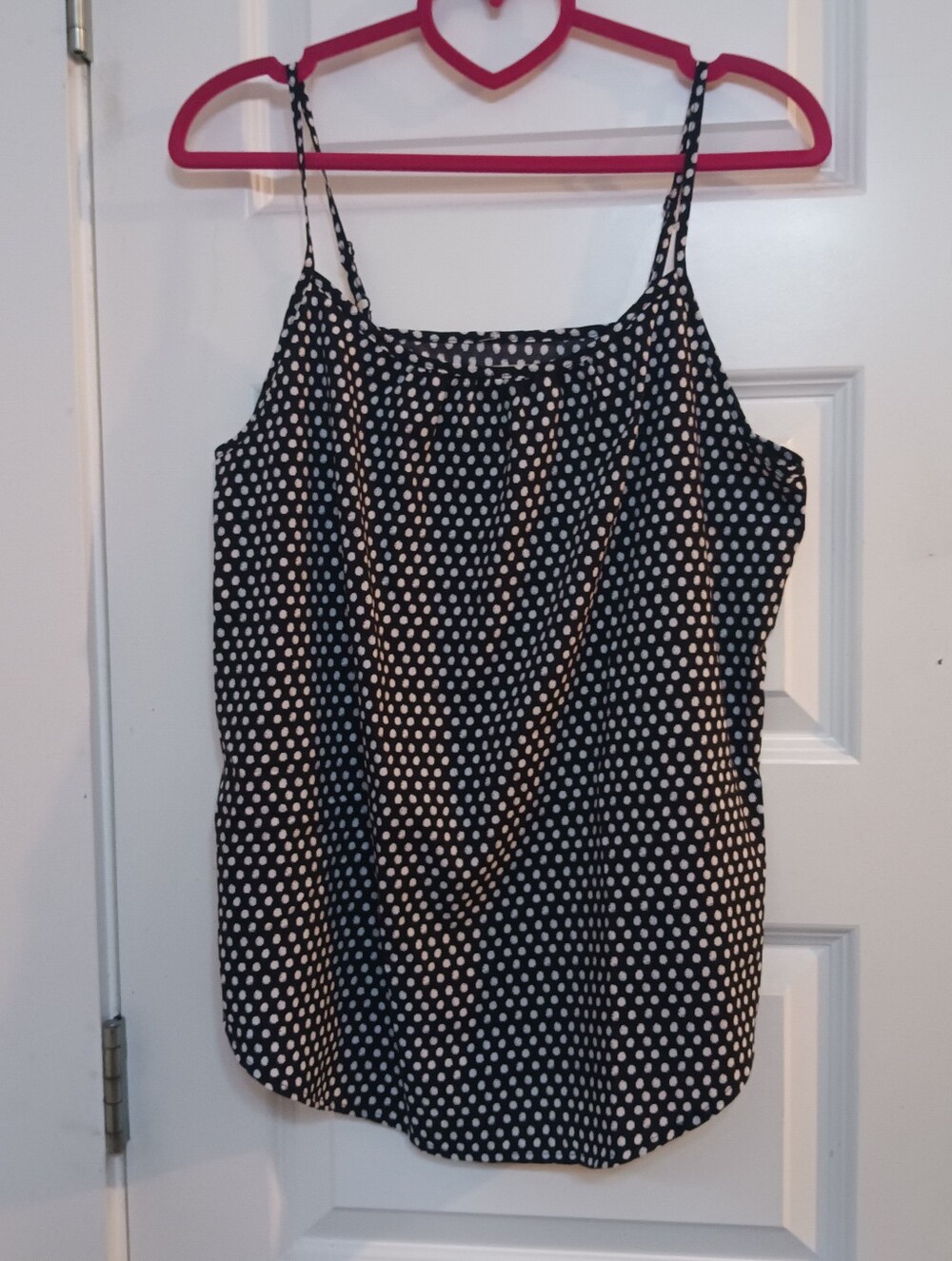 Faded Glory Black & White Polka Dot Spaghetti Strap Camisole